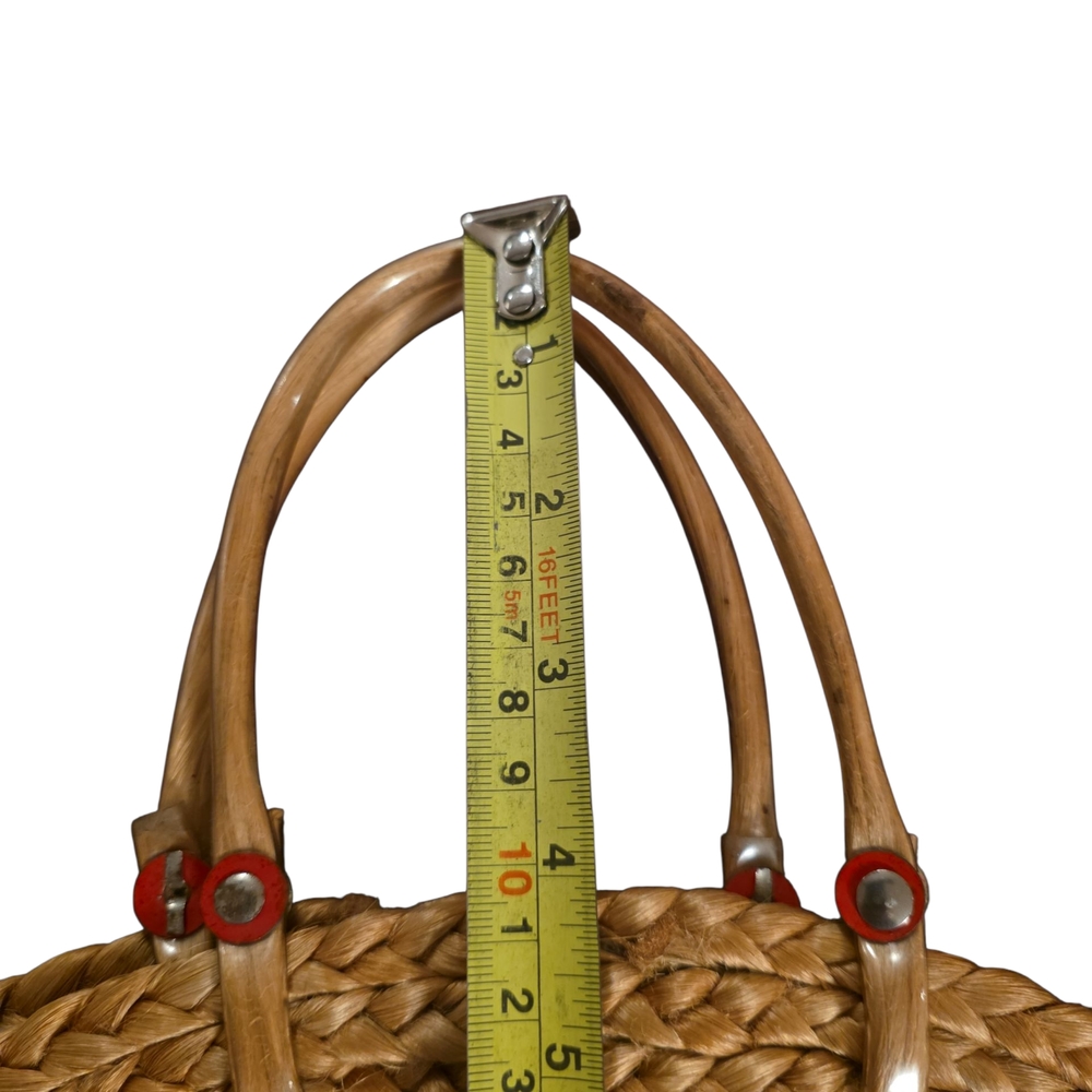 Round Woven Rattan Tote Bag - Picture 5 of 8